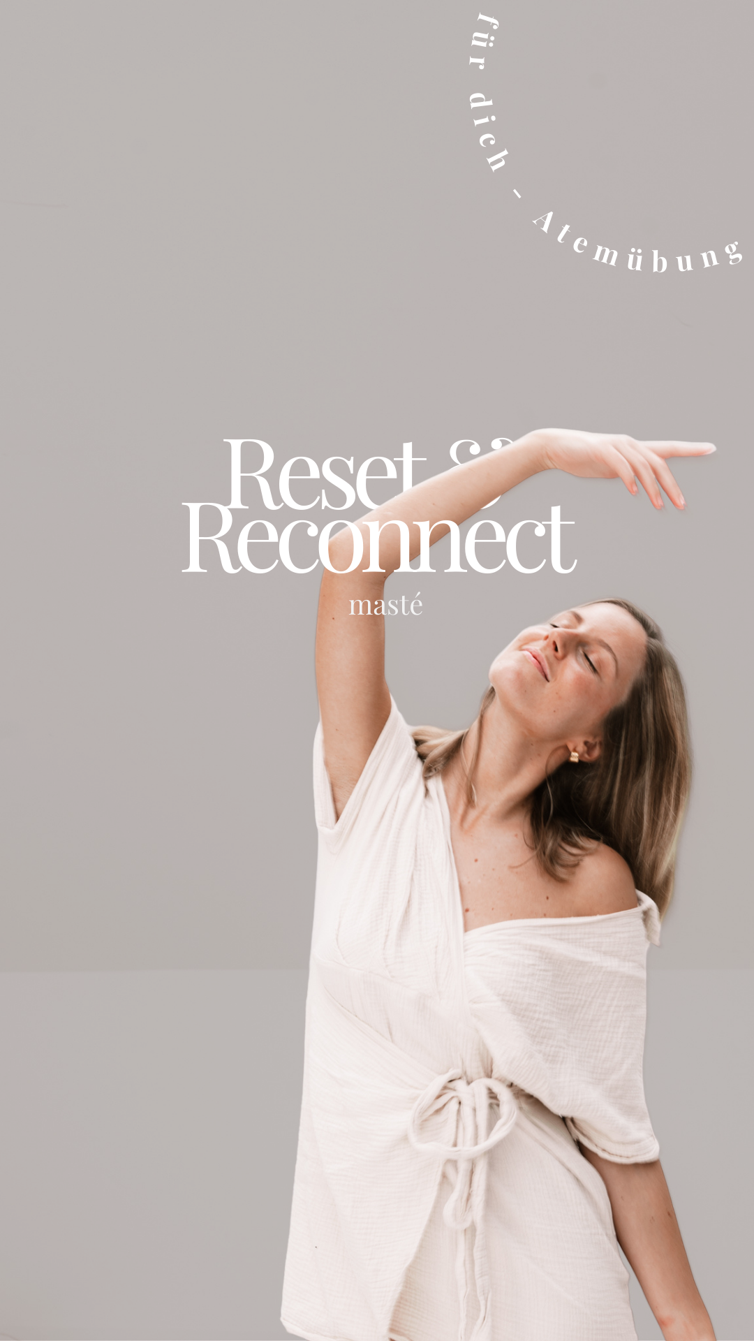 Bild von einem Instagram Reel, in dem eine Atemübung gezeigt wird. Name der Serie ist  "Reset & Reconnect".