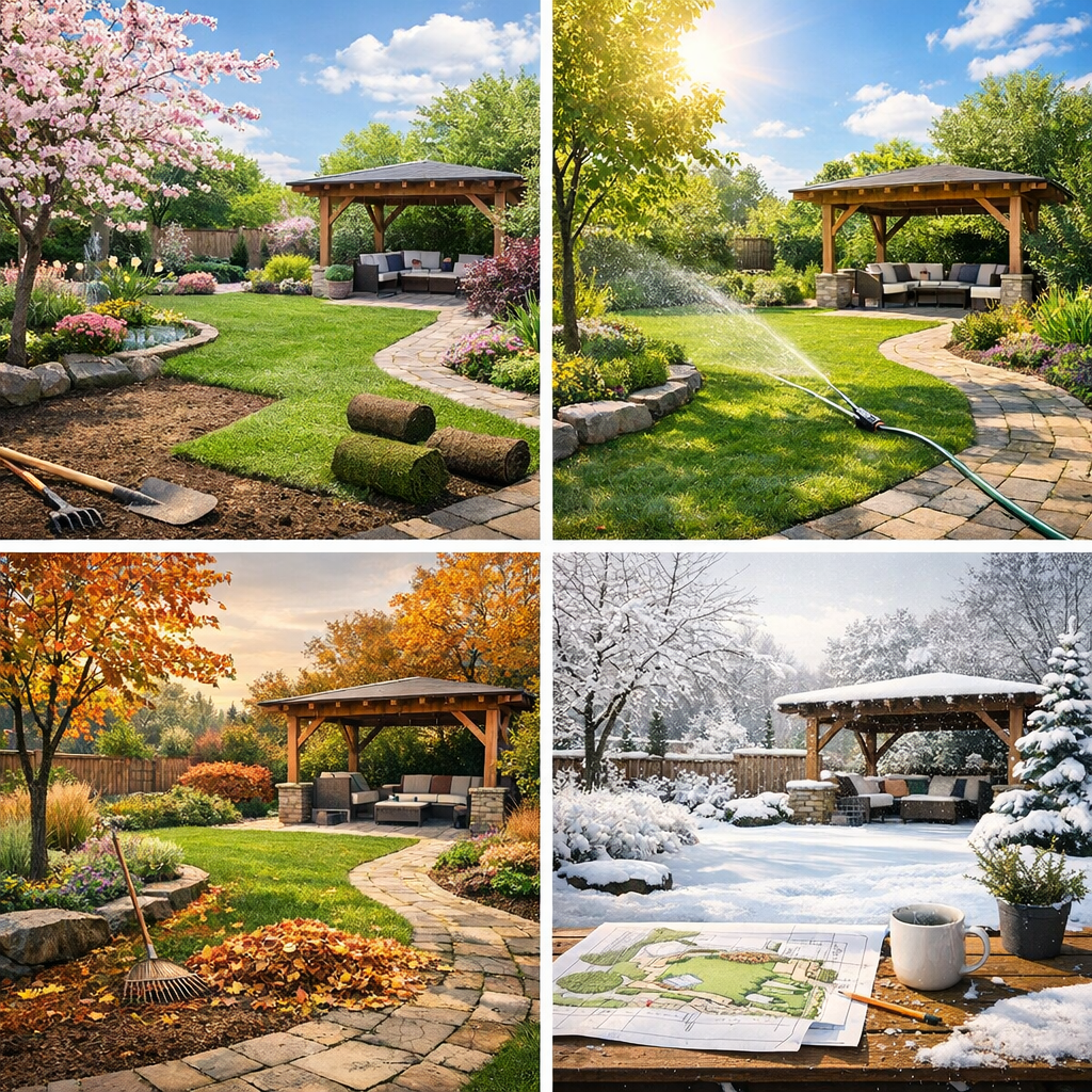 Când ne putem apuca de amenajat curtea? Ce lucrări se pot face în fiecare sezon