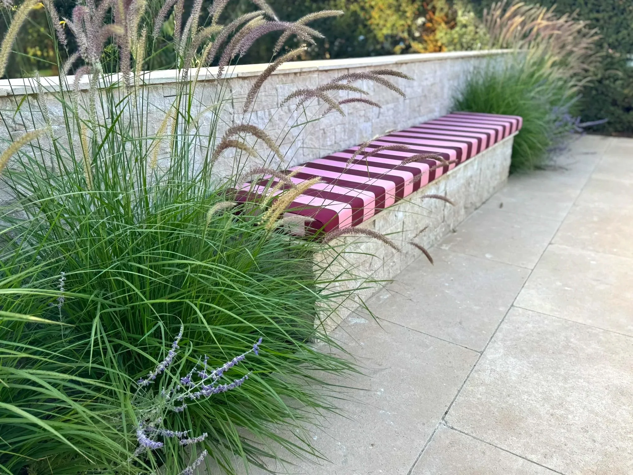 Custom-made, striped, outdoor cushions