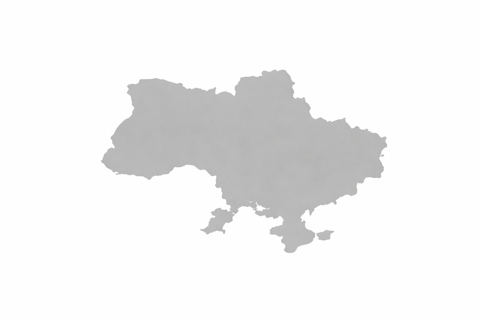 Outline map of Ukraine in light gray on a white background.