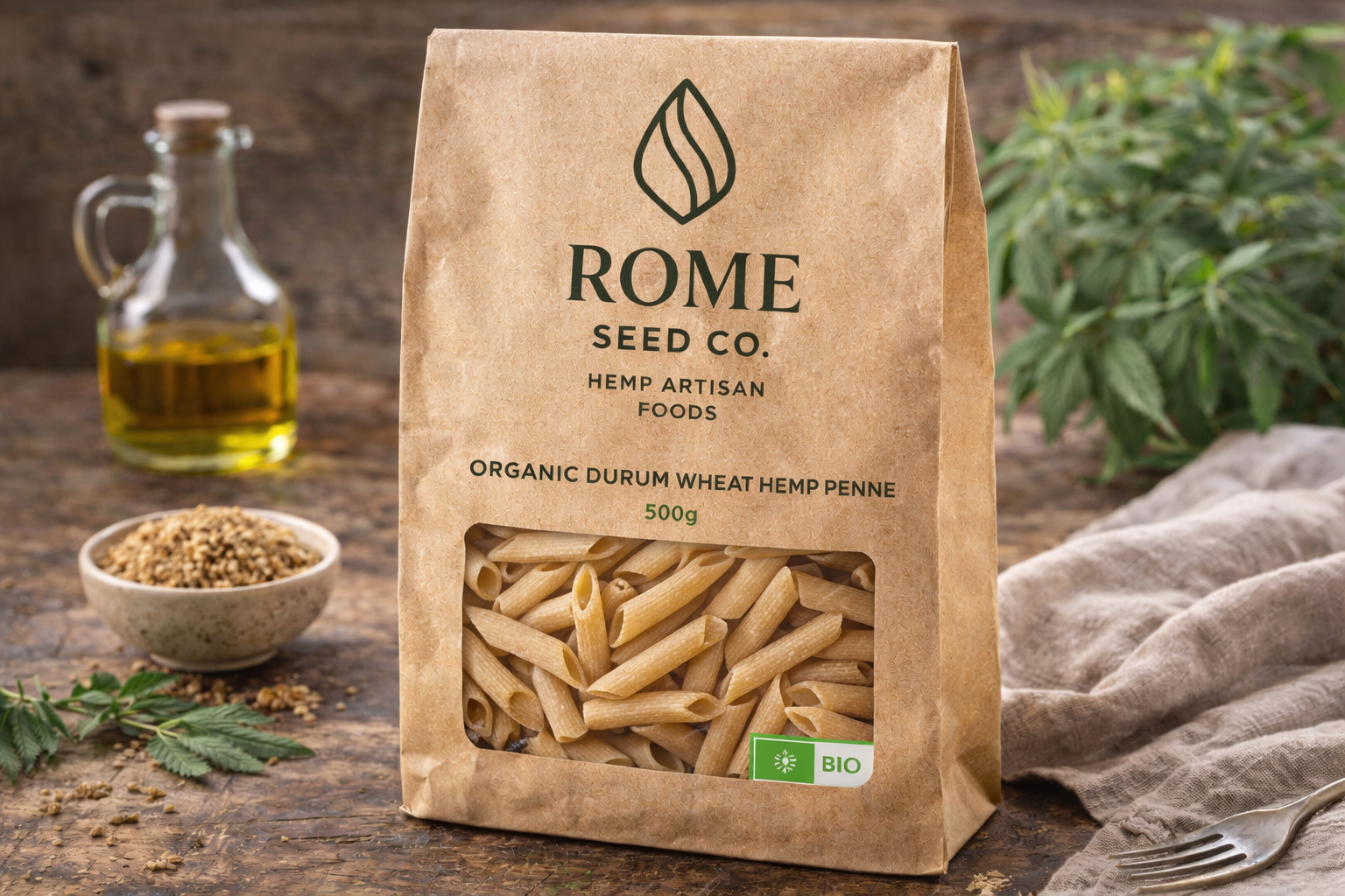 Organic Durum Wheat Hemp Penne