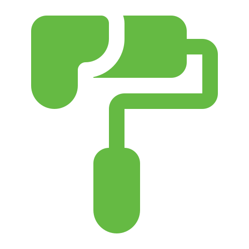 Icône verte représentant un rouleau de peinture chargé de peinture