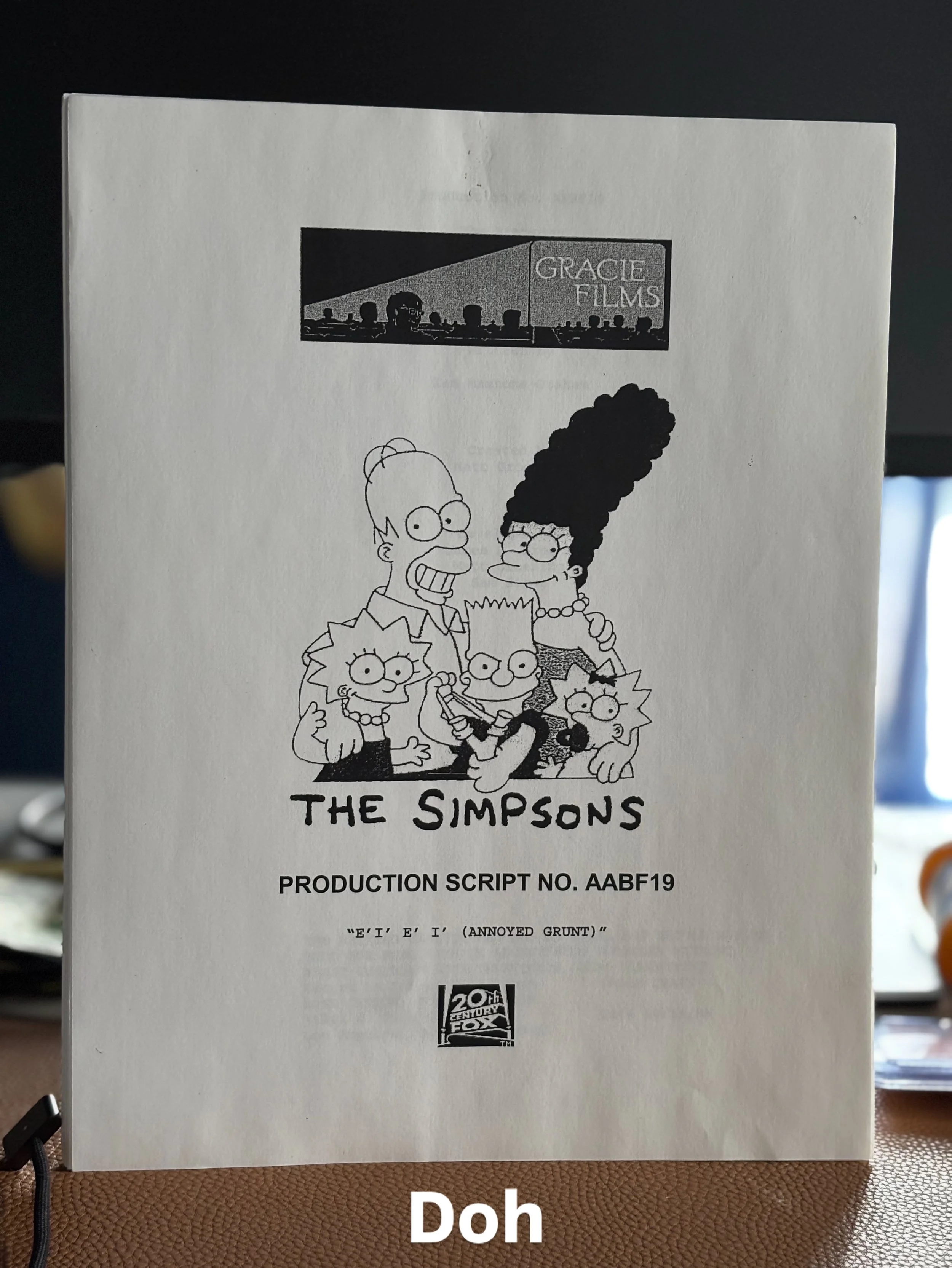 Original Simpsons Production TV Script Season 11 Episode 5