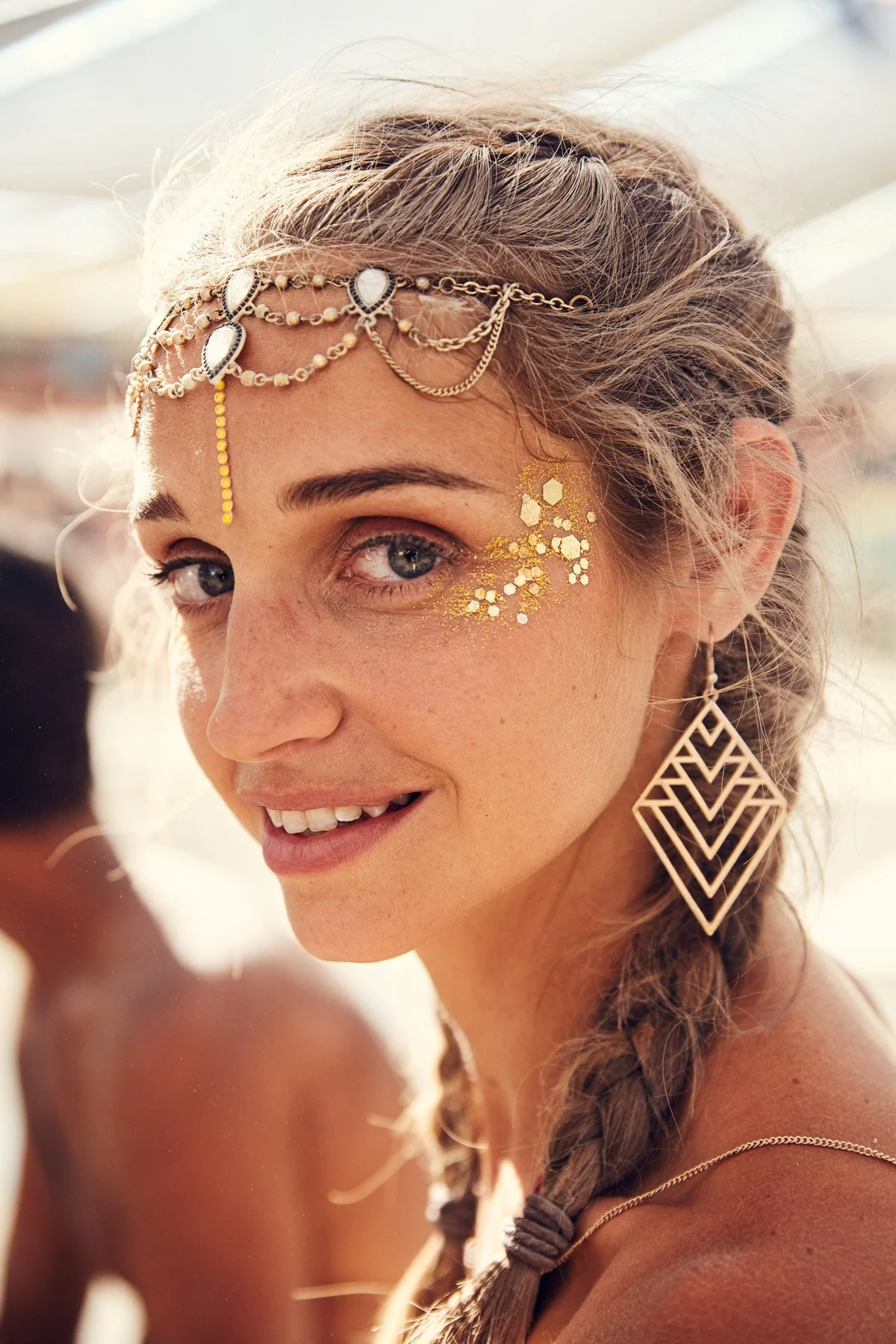 Burning Man 2017 Beautiful Woman with Face Decorations