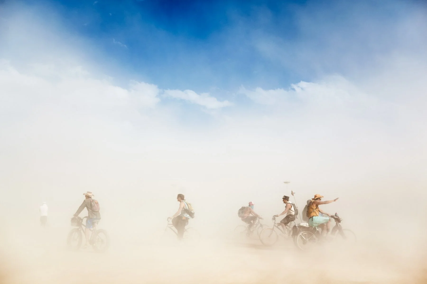 Burning Man 2015 Dusty Biking Crowd