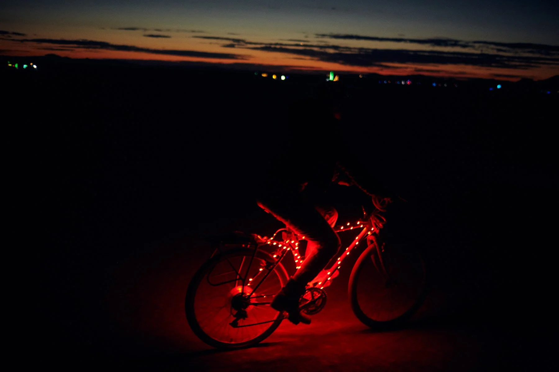 Burning Man 2022 Biking in the Dark Sunrise