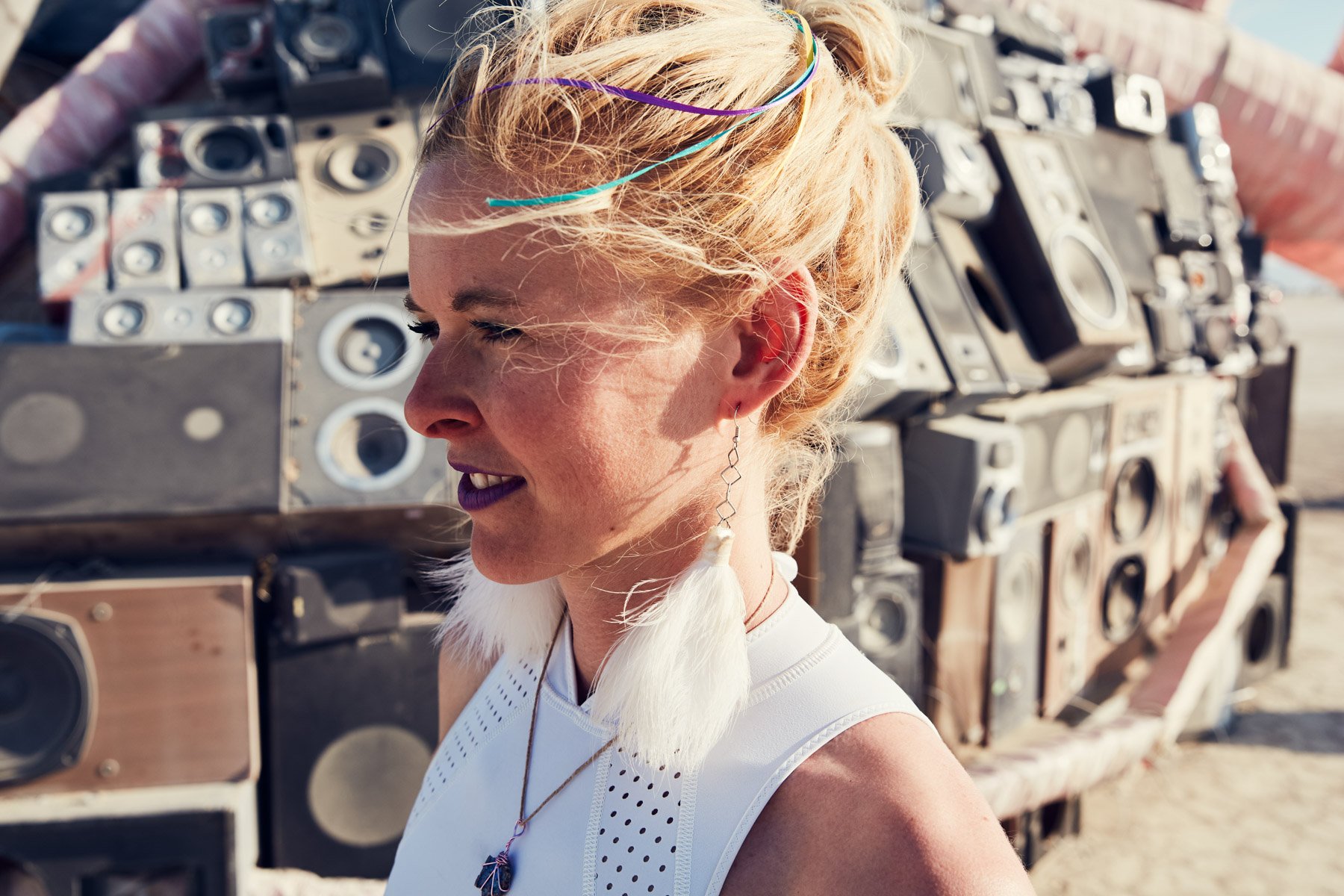 Burning Man 2018 Blonde Woman Speakers