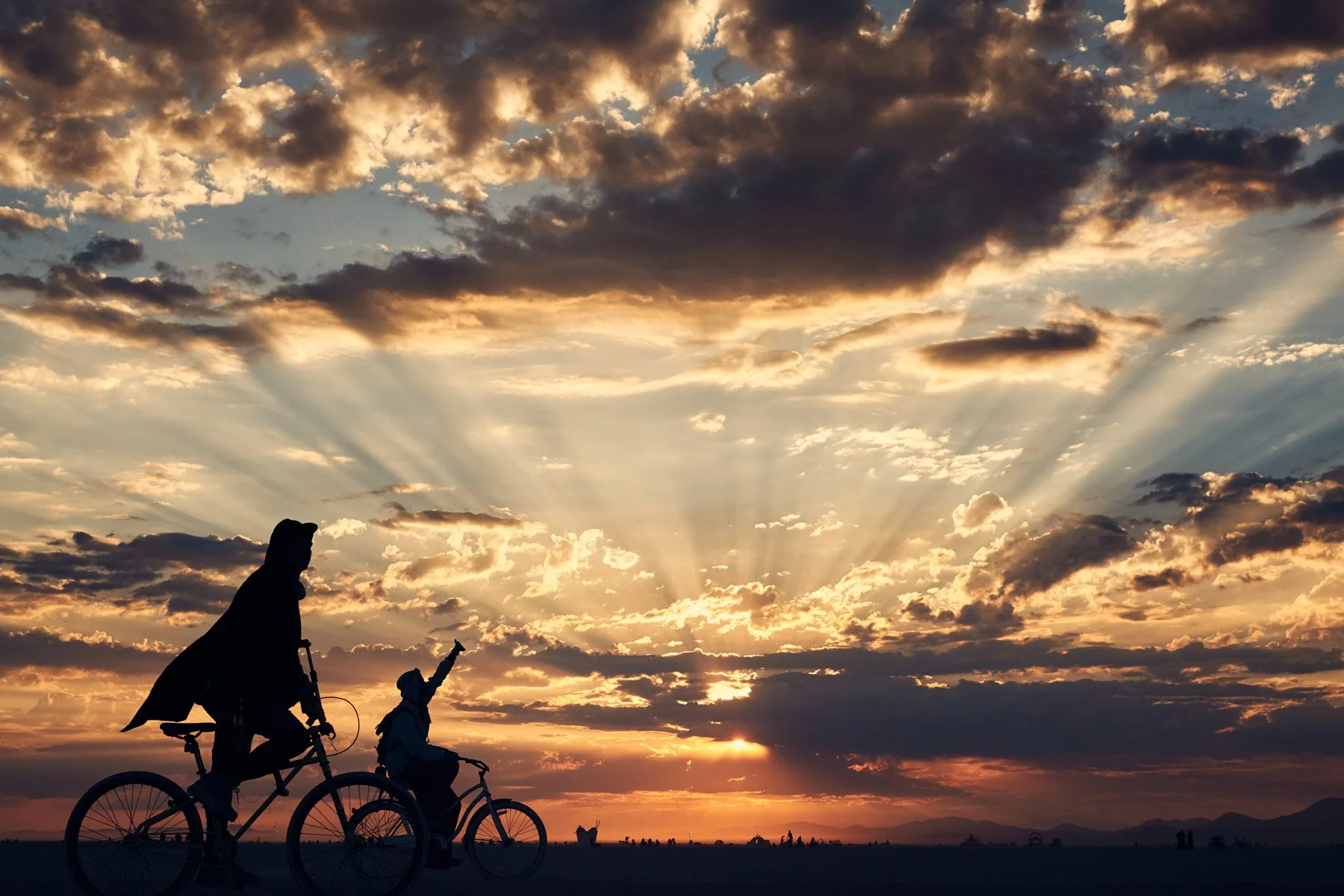 Burning Man 2017 Morning Sunrise Biking Silhouettes