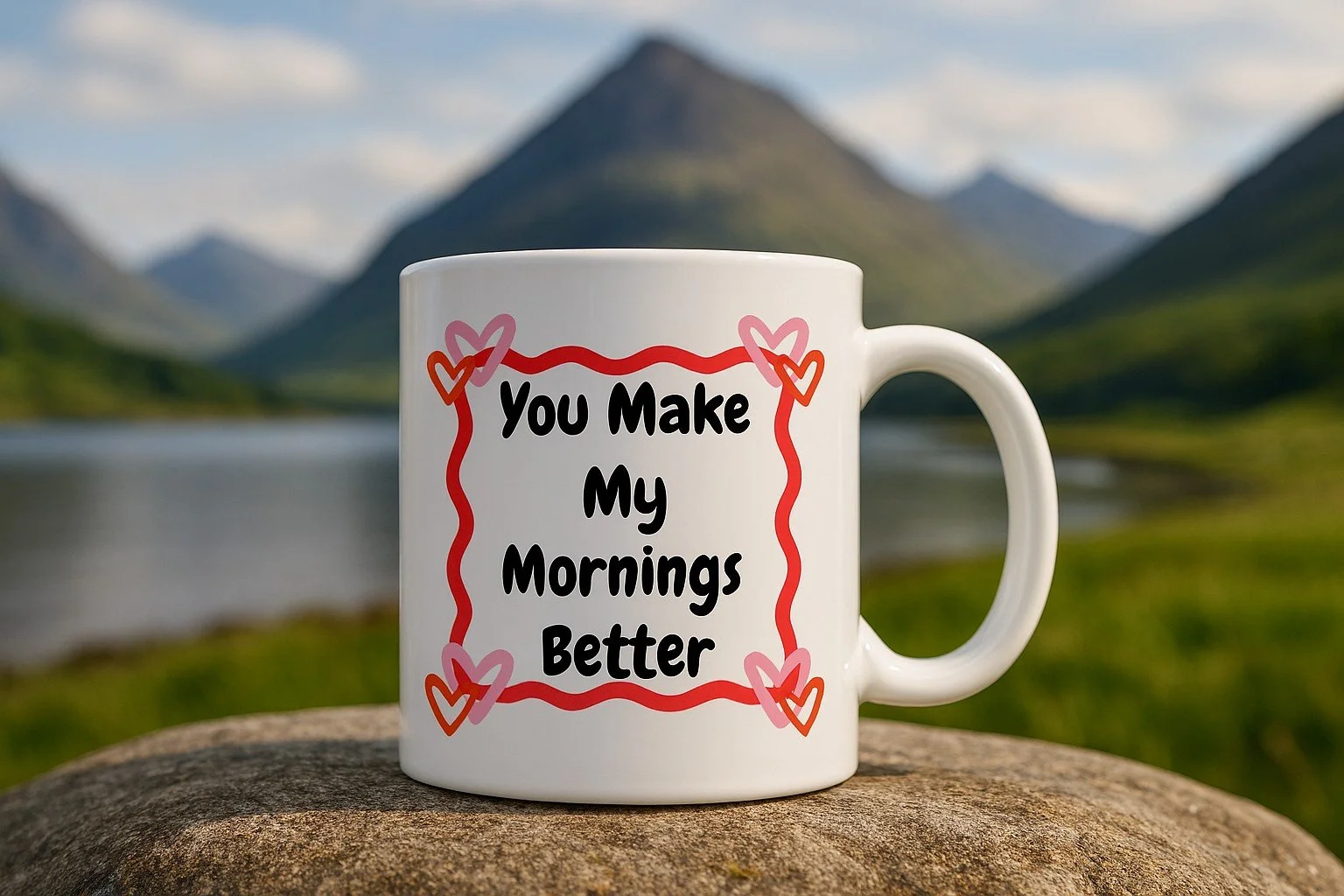 Valentines Mug - "You make my mornings better" + Choice of second image