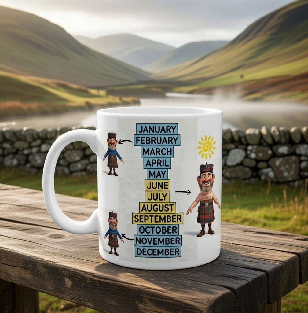 Scottish Dialect Mug - "Taps aff" Calendar
