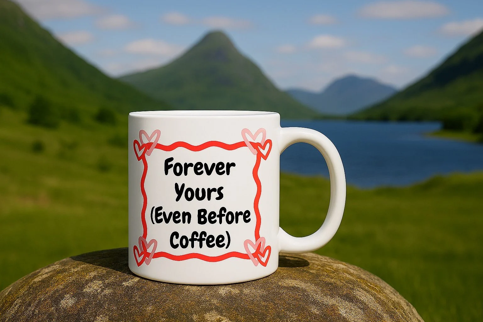 Valentines Mug - "Forever yours (even before coffee)" + Choice of second image