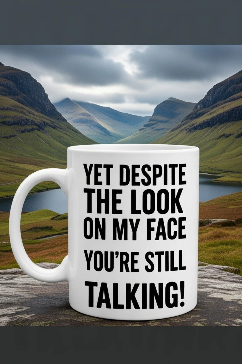 Sarcastic Mug - Yet despite my face you're still talking