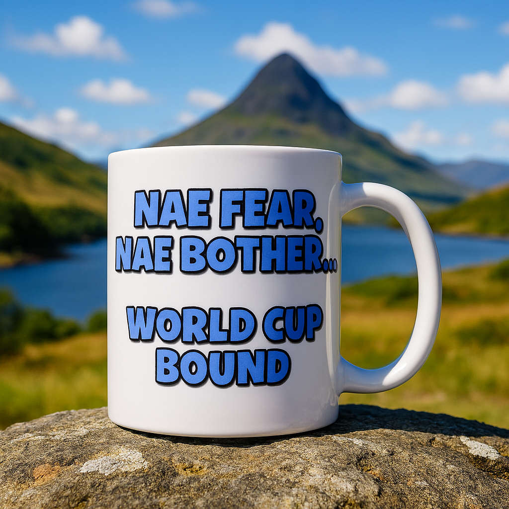 World Cup Mug - "Nae fear, nae bother — World Cup bound'" + Choice of Graphic