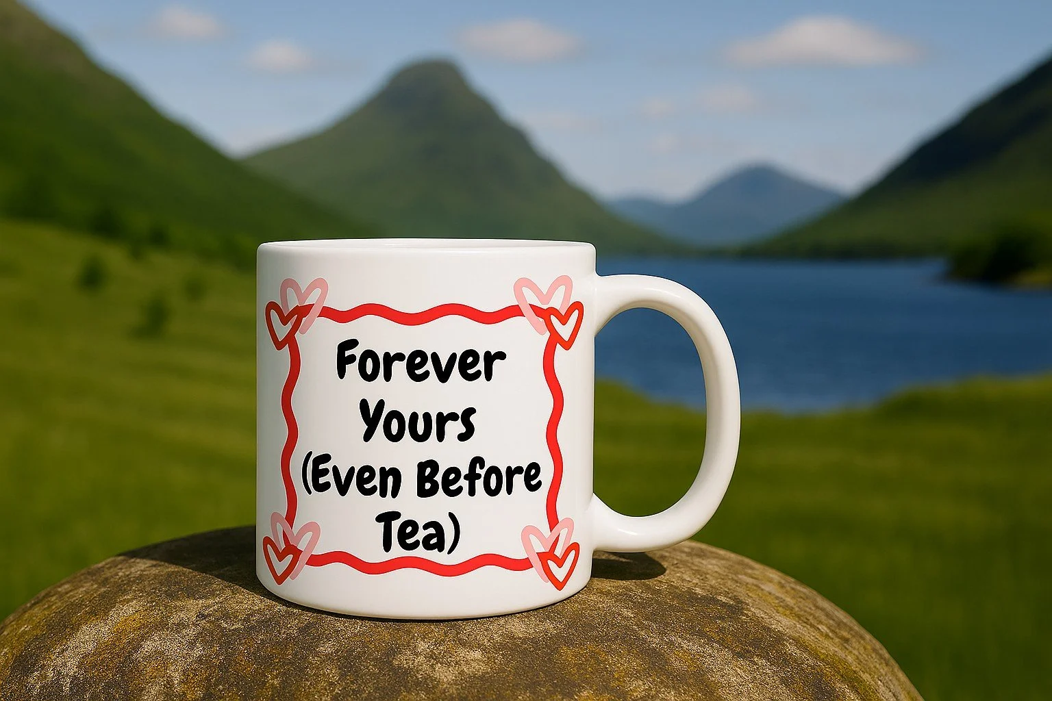 Valentines Mug - "Forever yours (even before tea)" + Choice of second image