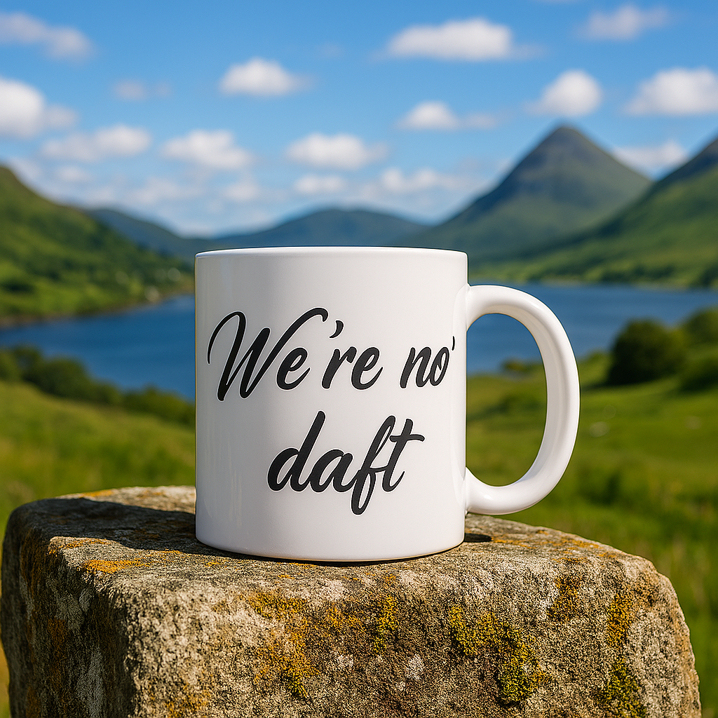 We’re no’ daft- Handwriting font - Aesthetic font mug.png