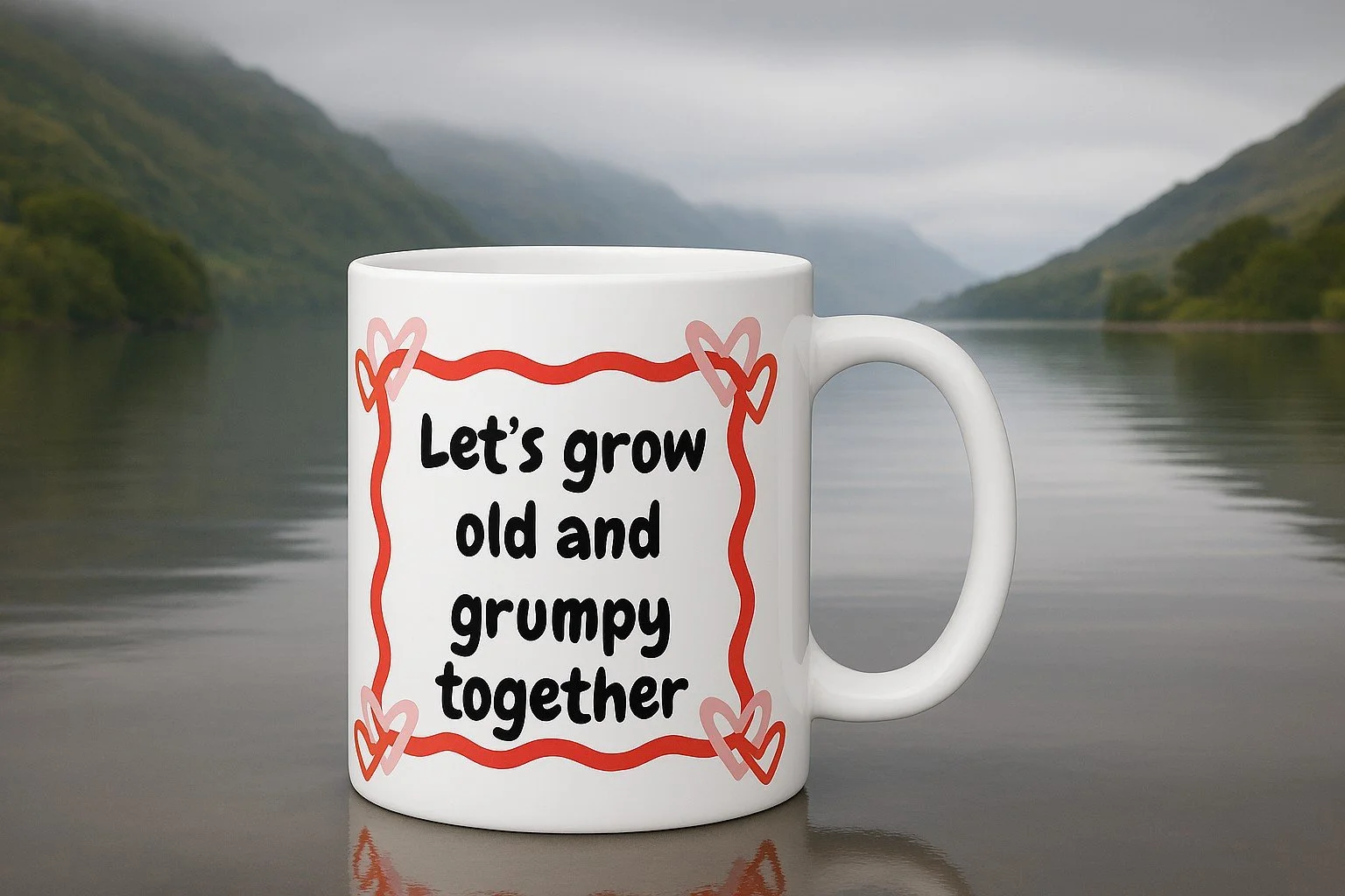 Valentines Mug - "Let's grow old and grumpy together" + Choice of second image