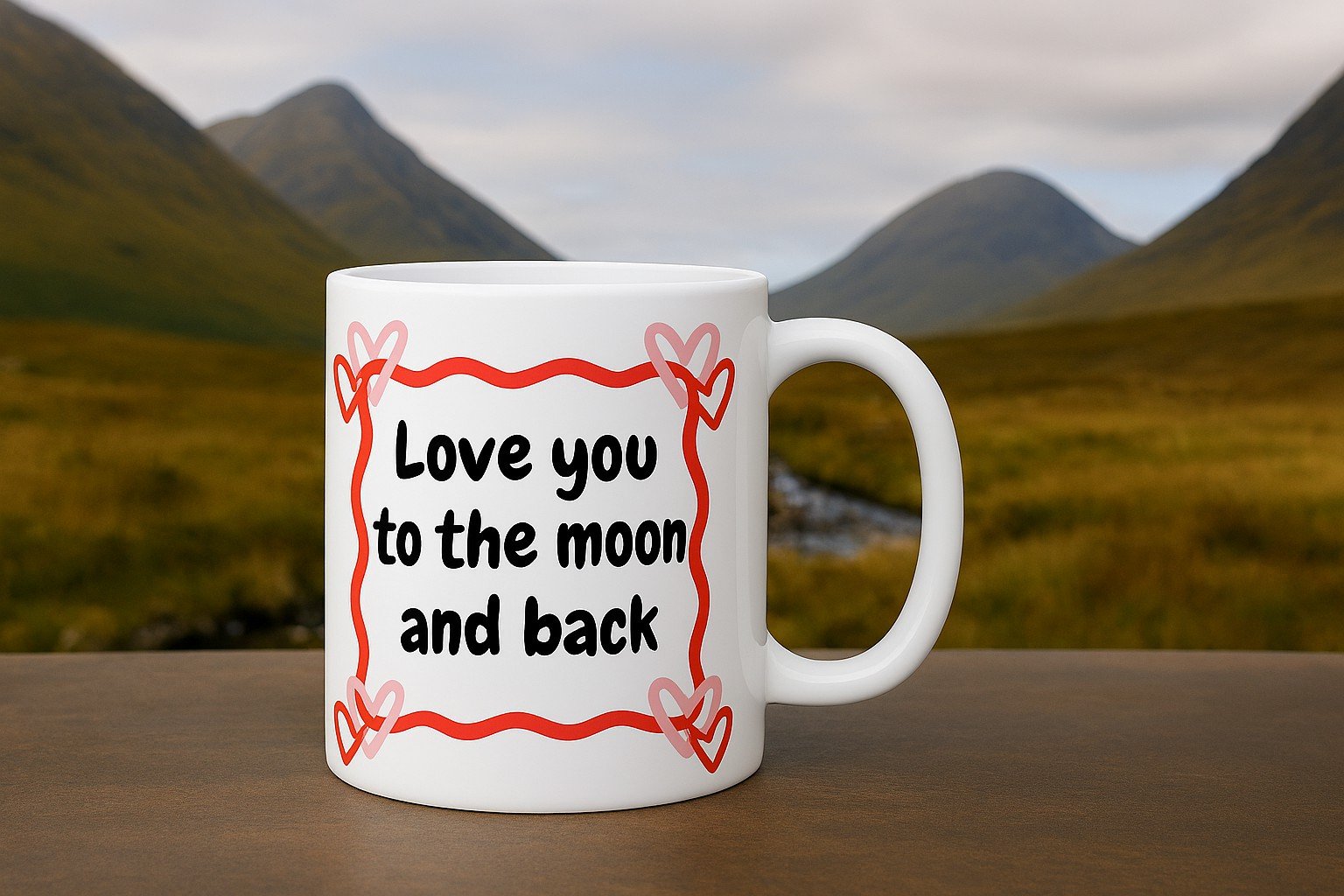 Valentines Mug - "Love you to the moon and back" + Choice of second image