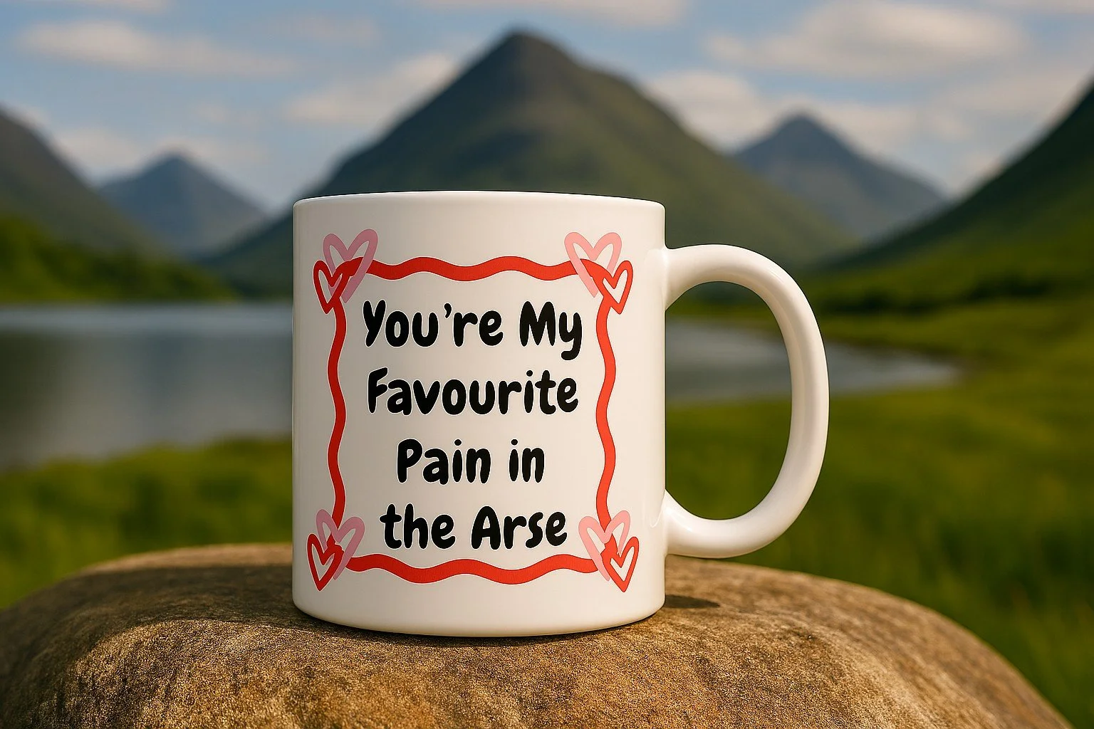 Valentines Mug - "You are my favourite pain in the arse" + Choice of second image