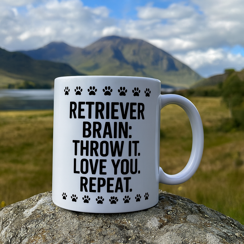 “Retriever Brain - Throw it. Love you. Repeat" + Choice of Image