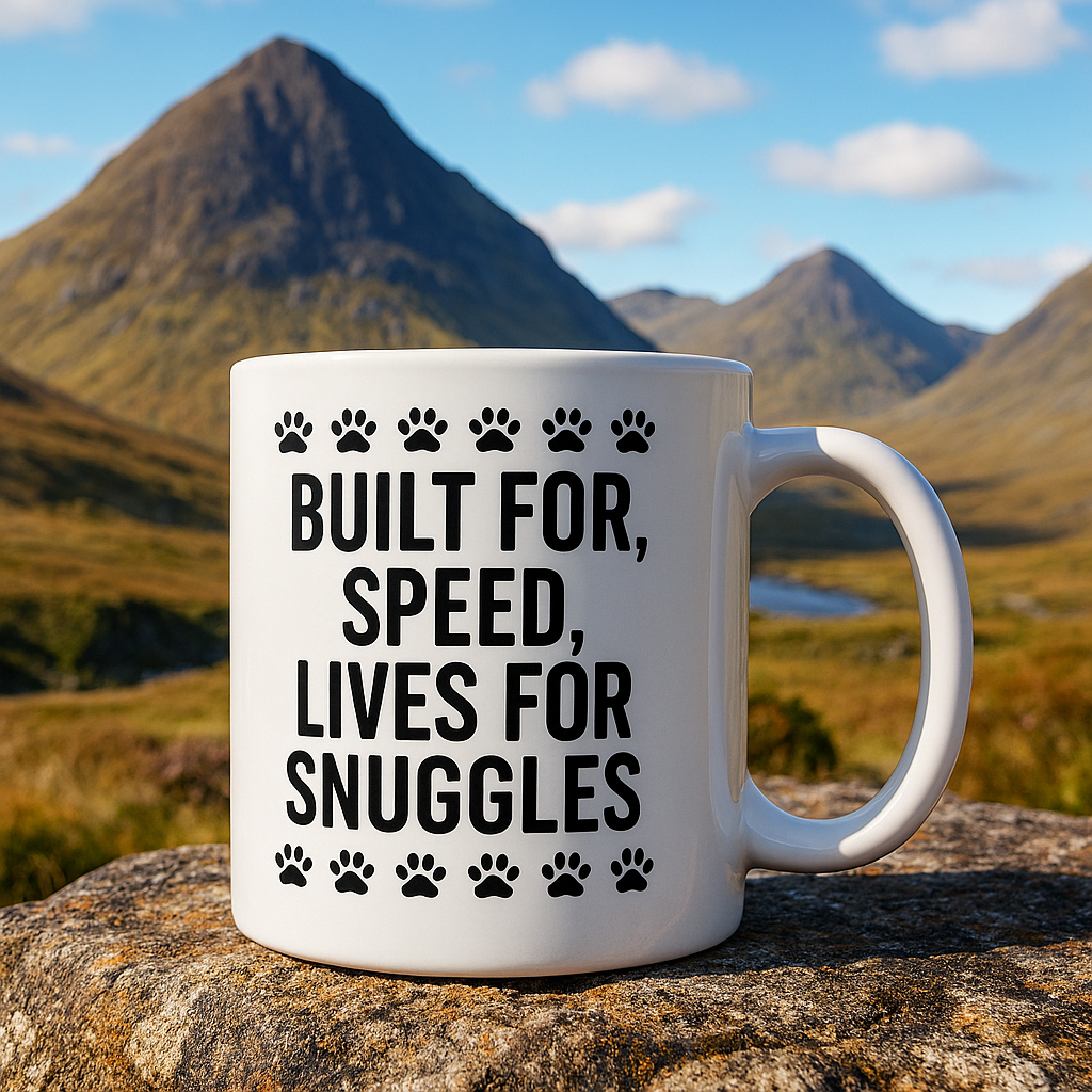 "Built for speed, lives for snuggles" + Choice of Image