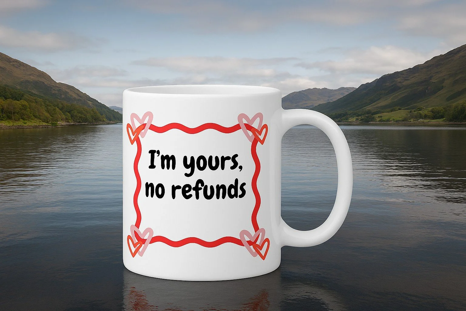 Valentines Mug - "I'm yours, no refunds" + Choice of second image