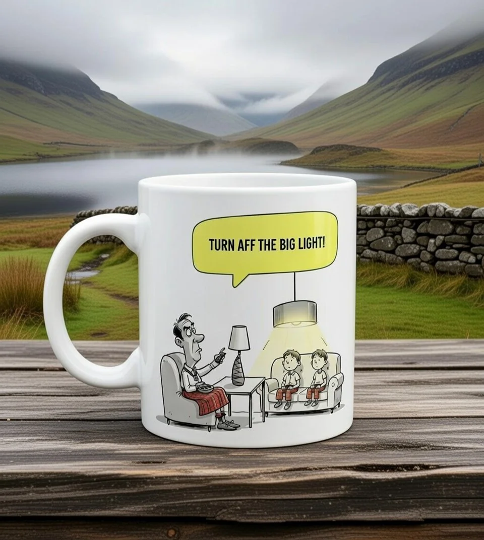 Scottish Dialect Mug - "Turn aff the big light"