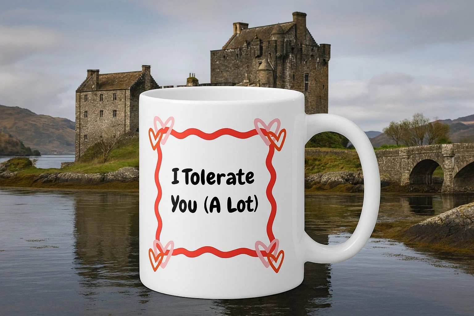 Valentines Mug - "I tolerate you (a lot)" + Choice of second image