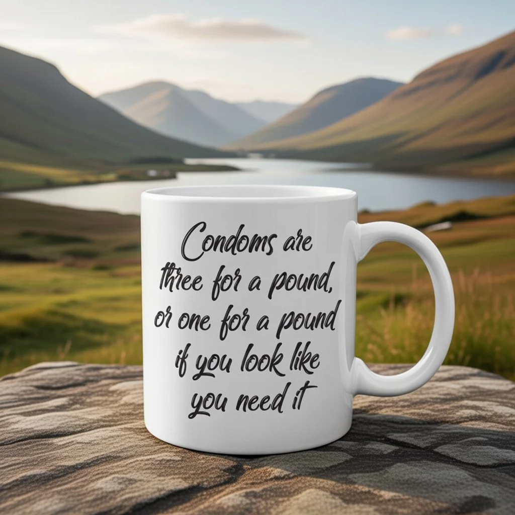 Condom are three for a pound, or one for a pound if you look like you need it mug.jpg