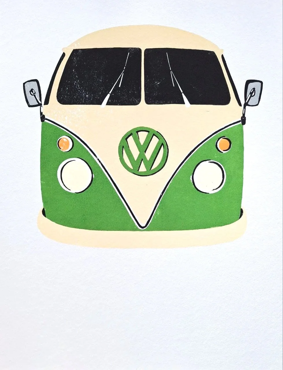 "VW Bus" / 6C-Linoldruck / 55 cm X 65 cm / 2026