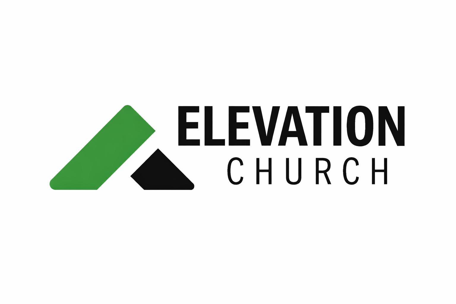Logo of Elevation Church featuring two green and black geometric shapes and the text 'ELEVATION CHURCH'.