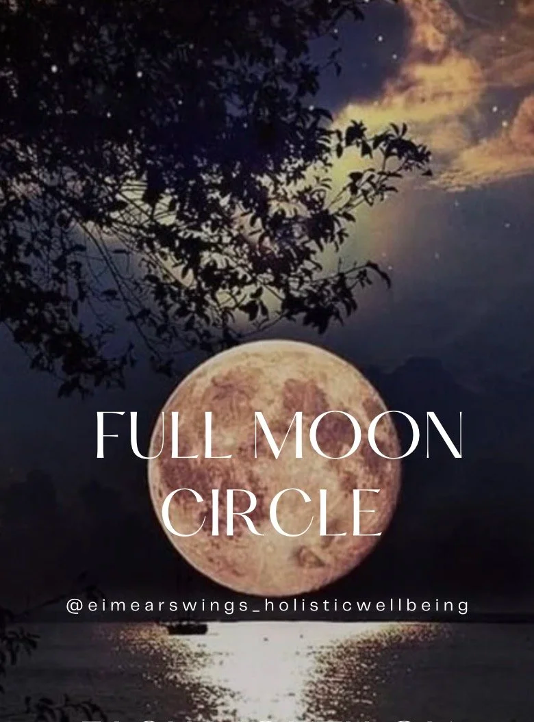 Full moon rising over a body of water with tree branches and leaves silhouette in the foreground, illuminated by moonlight.