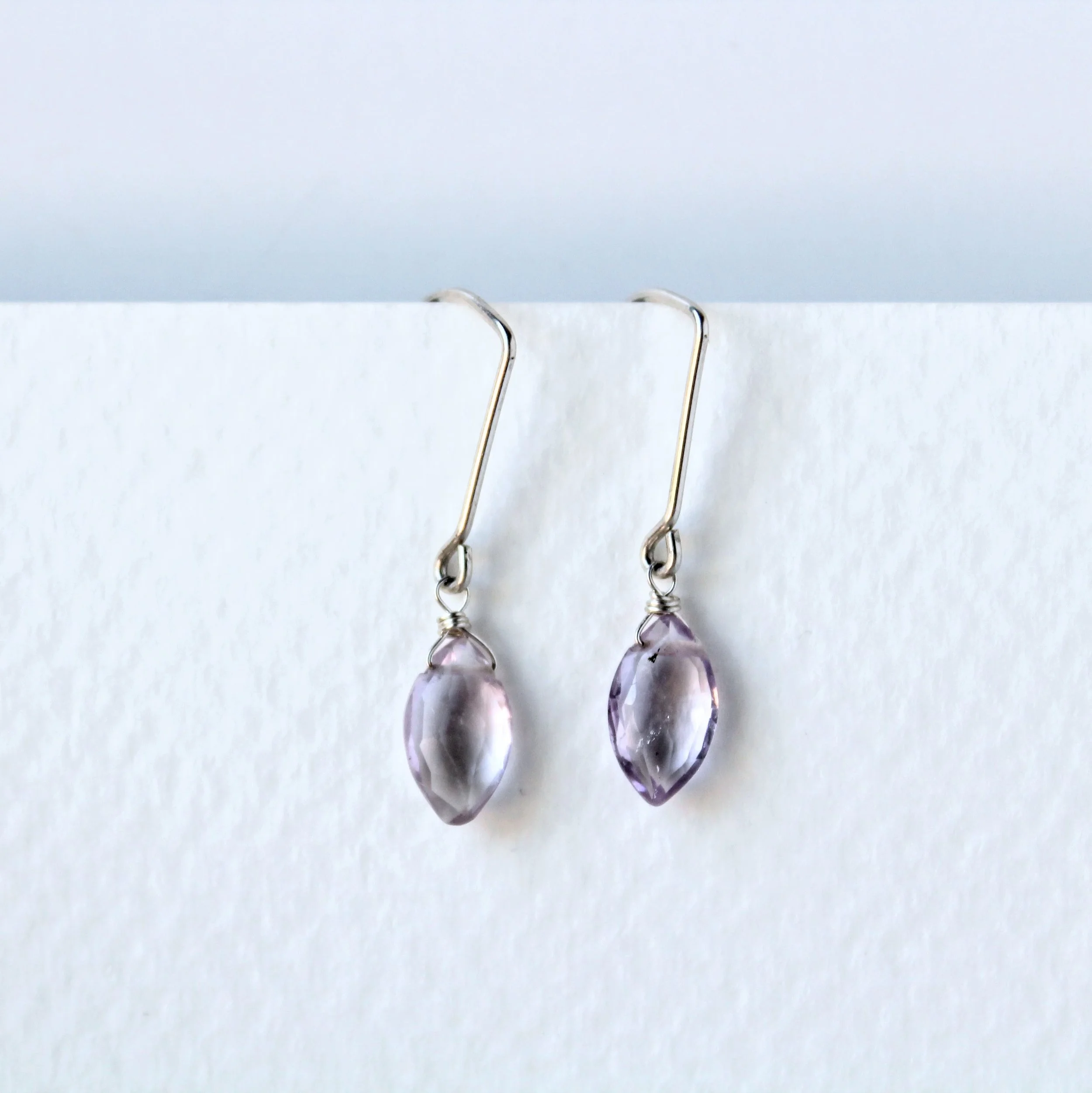 Amethyst Marquis Linear Earrings - Sterling Silver