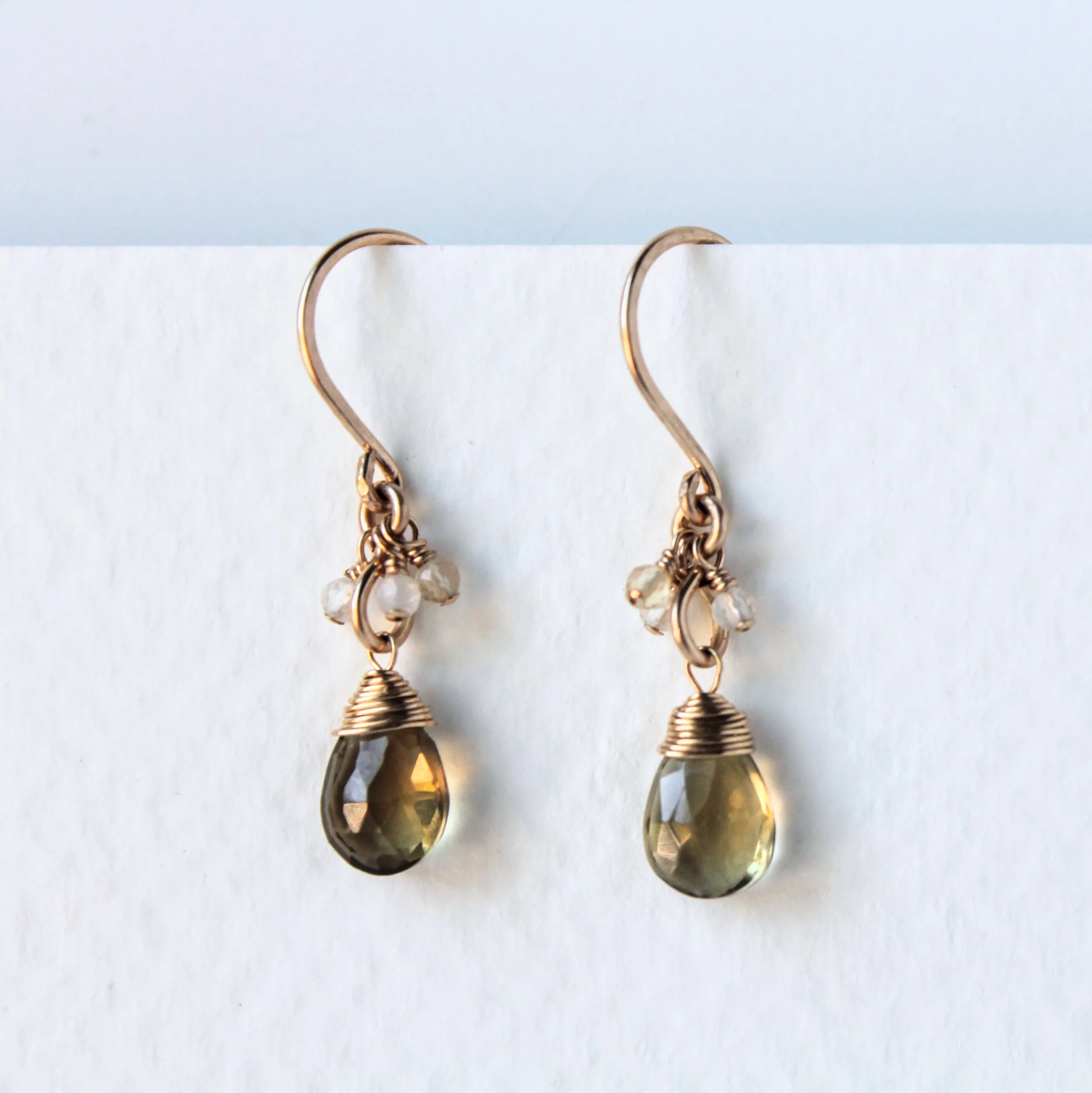 Lemon Quartz Cluster Earrings - 14k Gold Filled