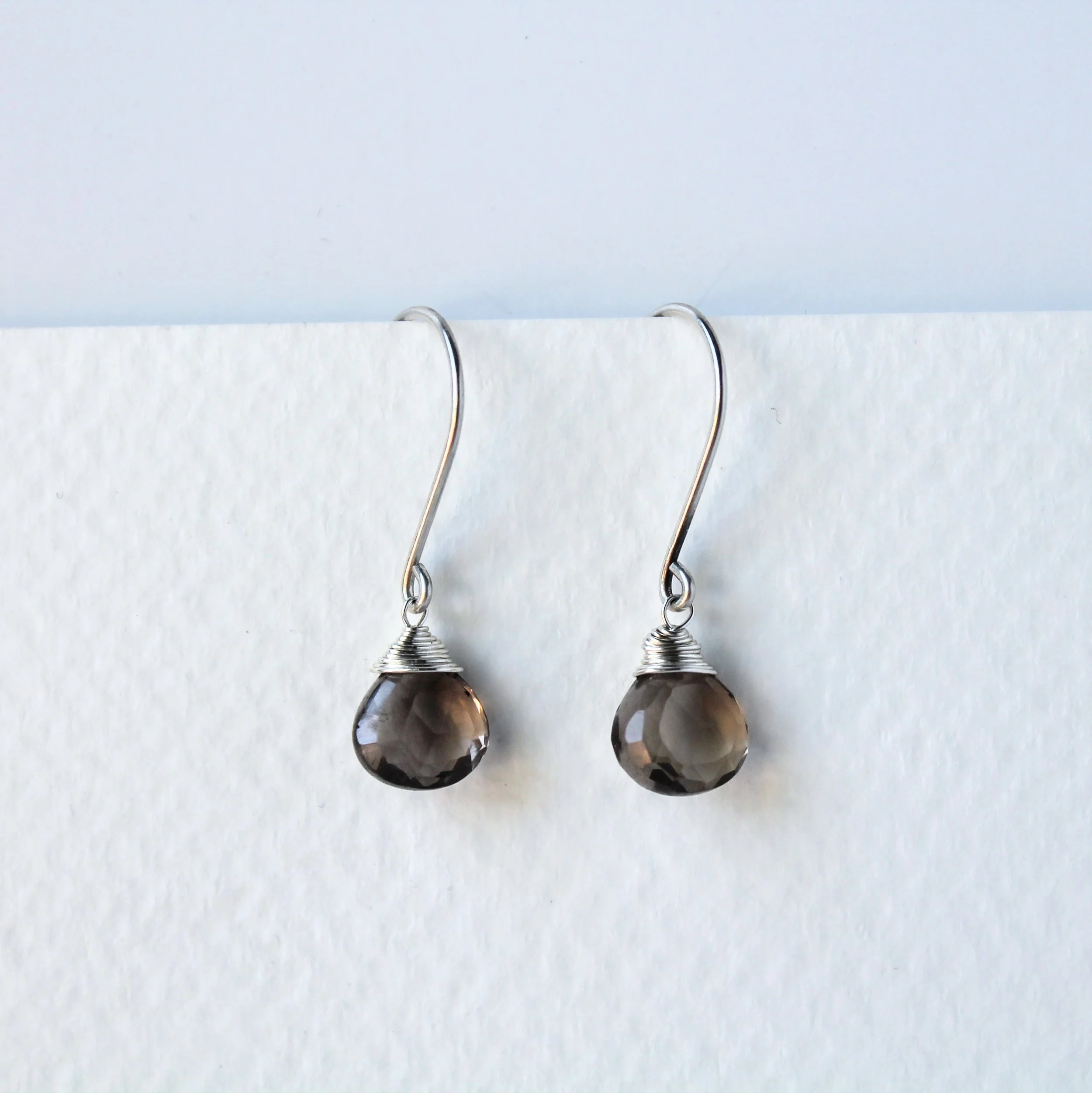 Smoky Quartz Drop Earrings - Sterling Silver