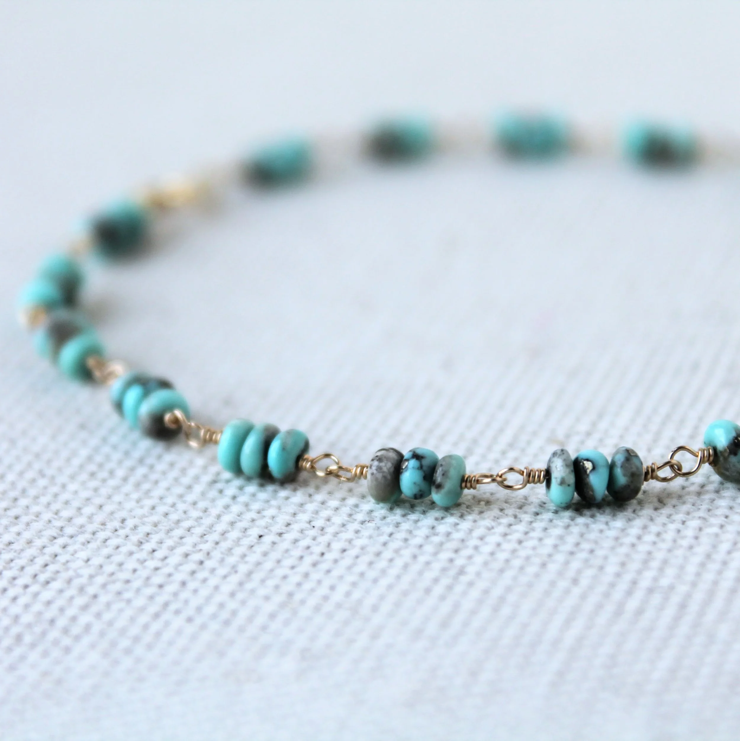 Turquoise Cluster Link Bracelet - 14k Gold Filled