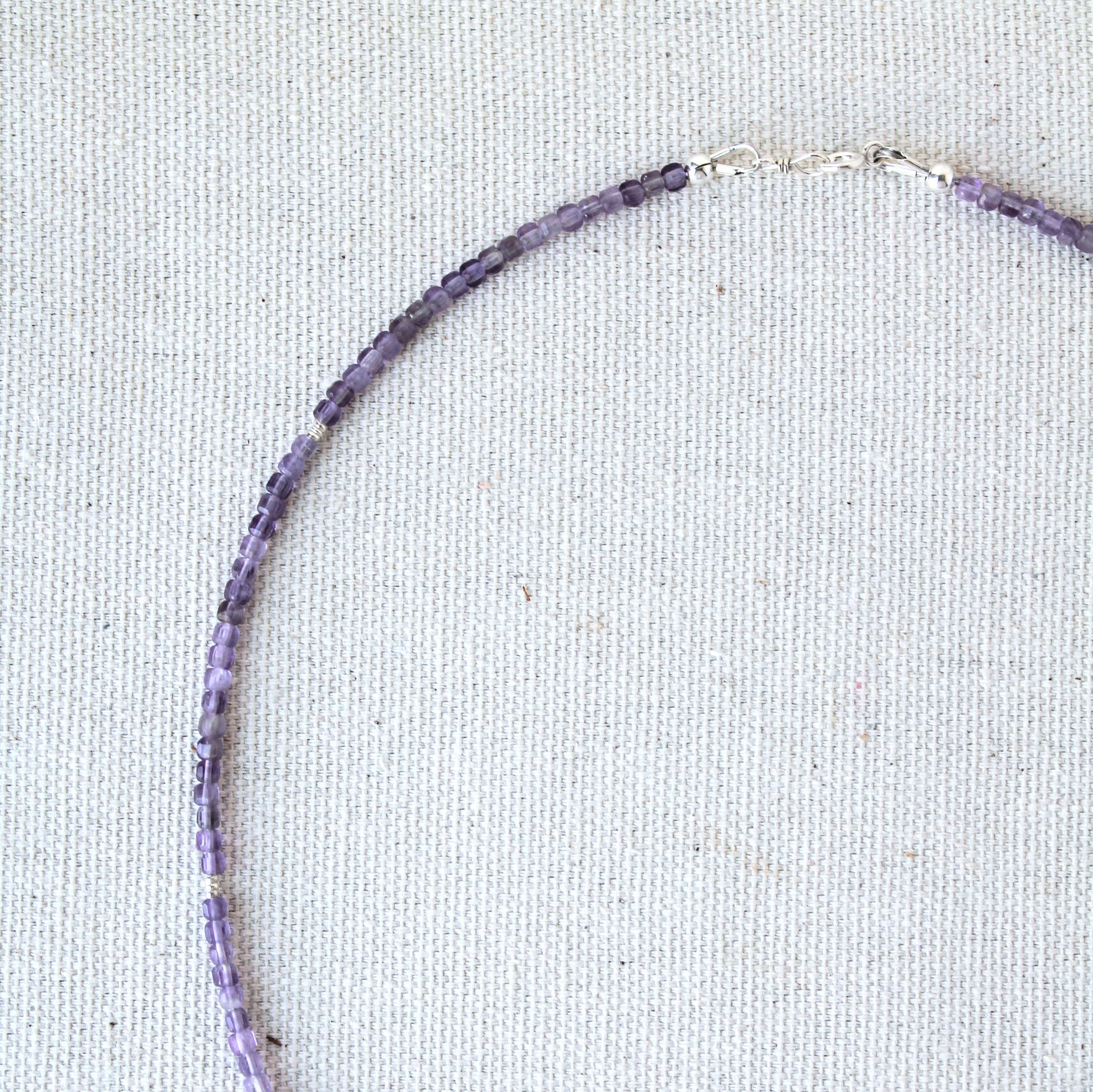 Amethyst Cube Necklace - Sterling Silver