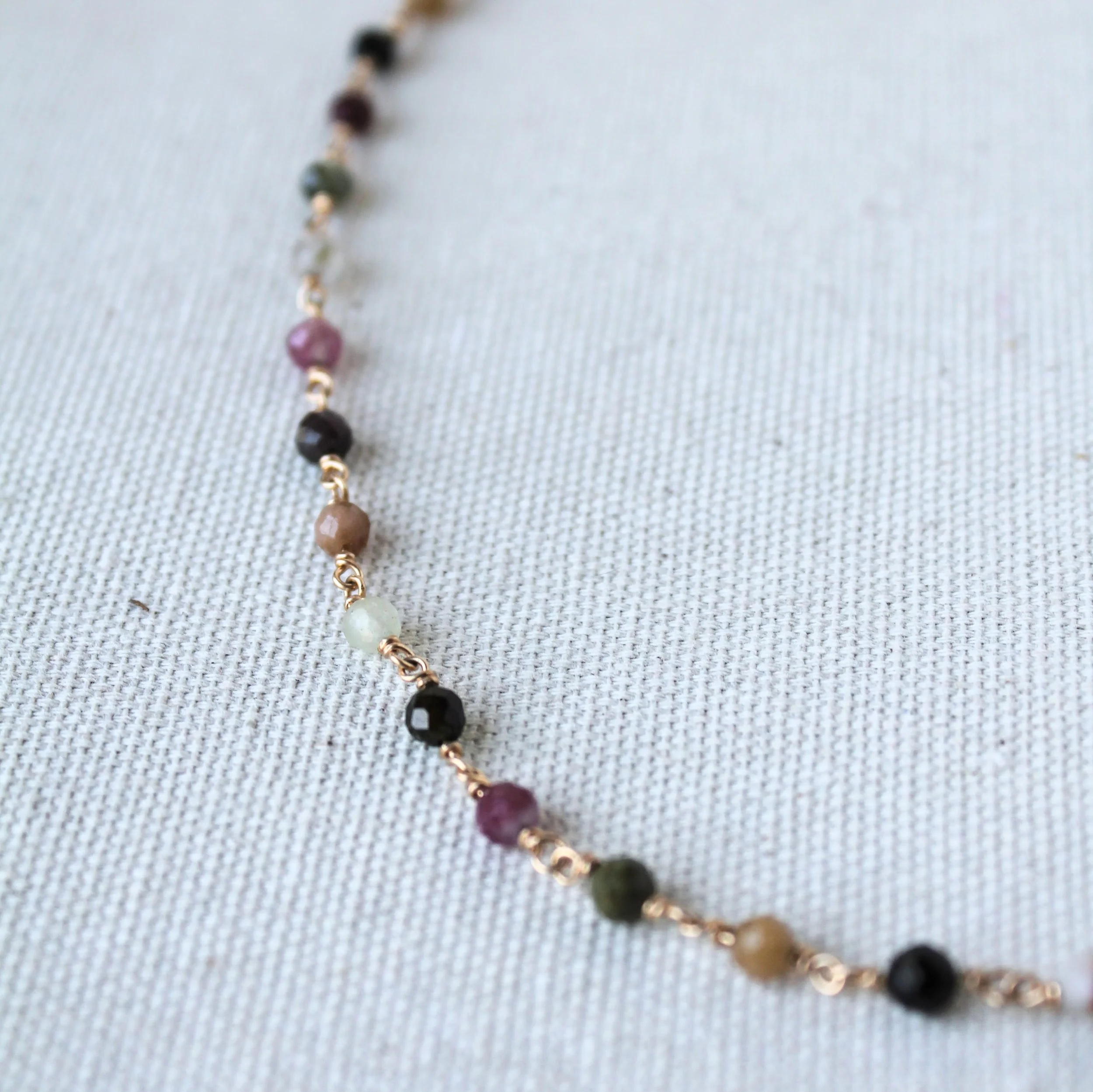 Tourmaline Link Necklace - 14k Gold Filled