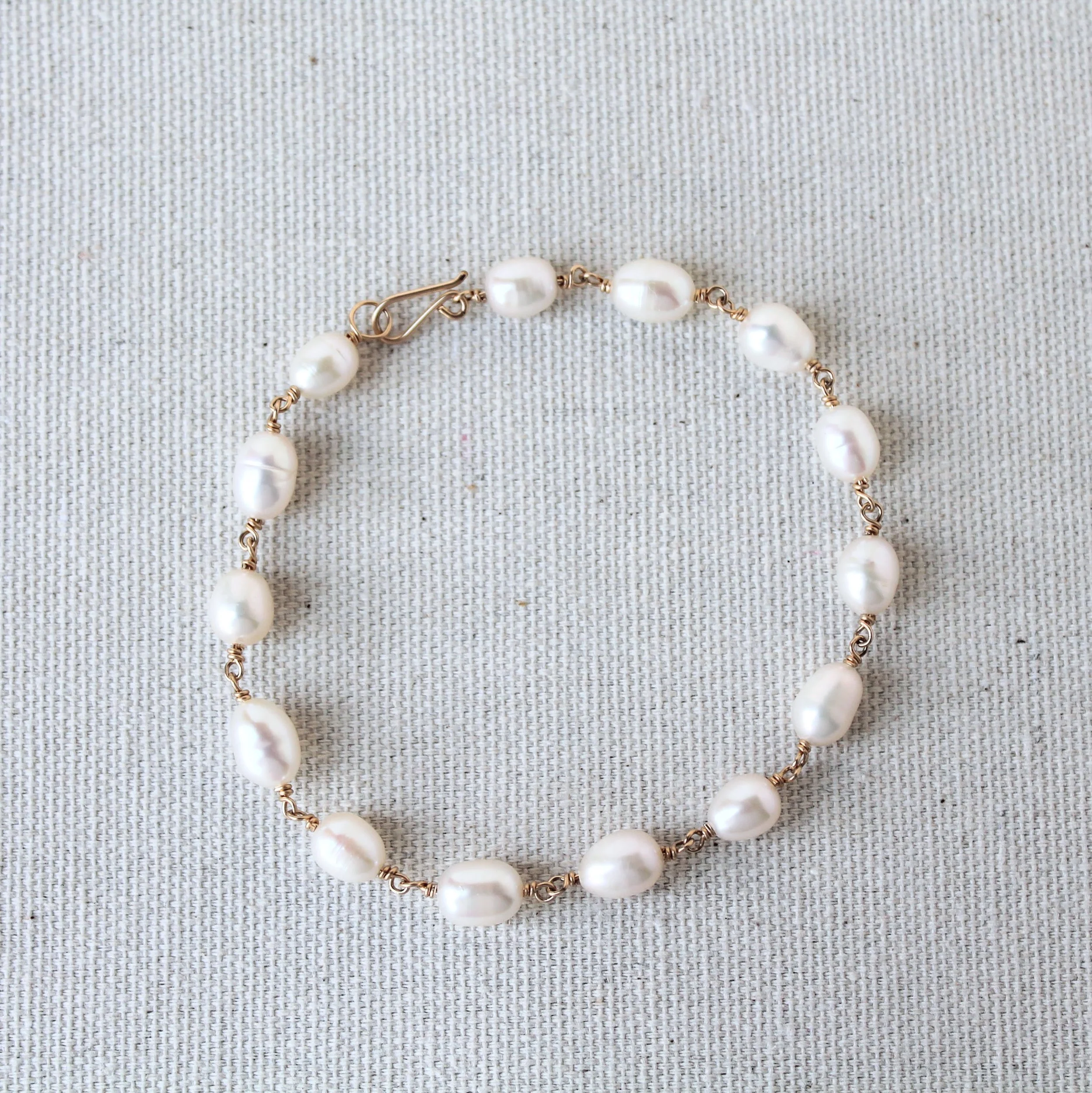 Natural Pearl Link Bracelet - 14k Gold Filled