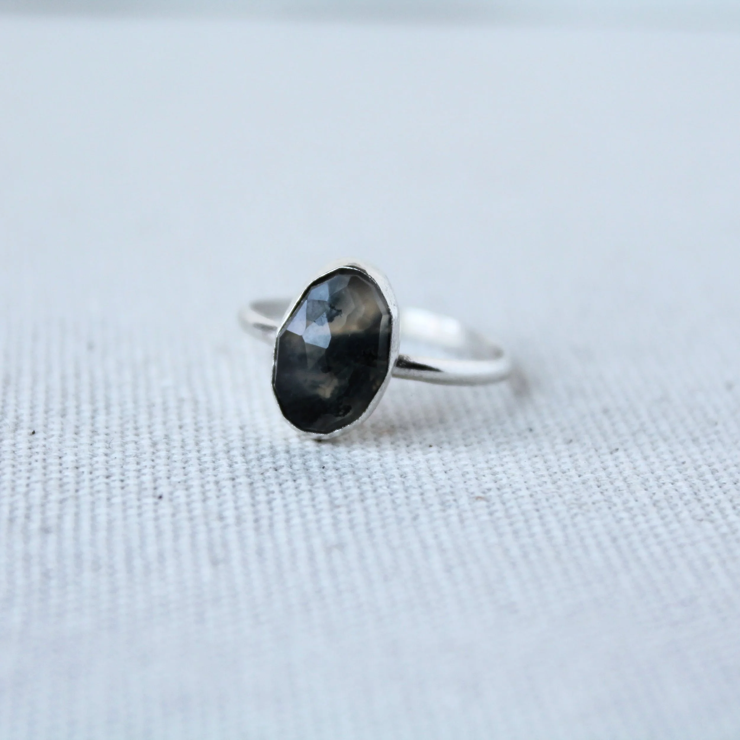 Moss Agate Classic Band Ring