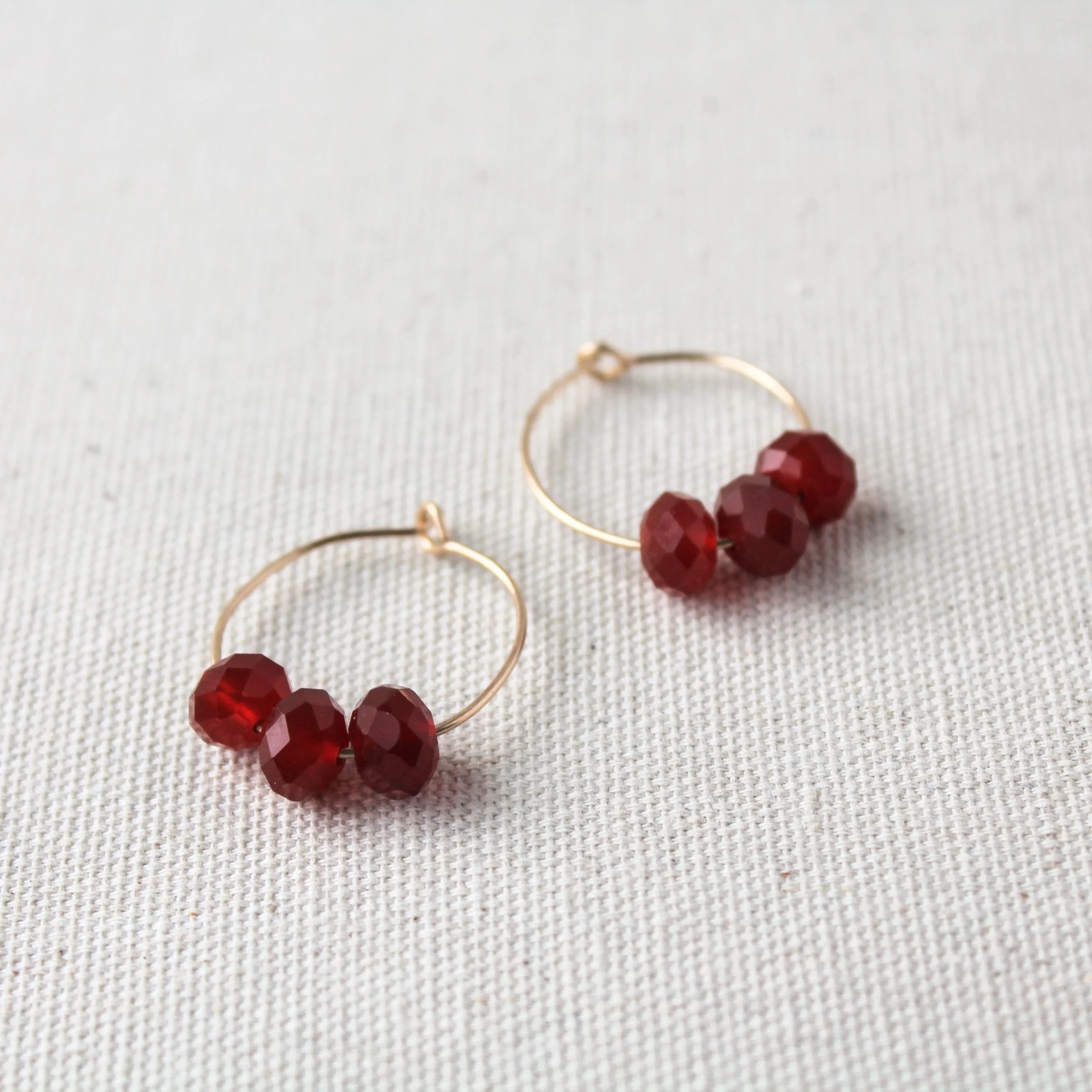 Carnelian Gemstone Hoops - 14k Gold Filled