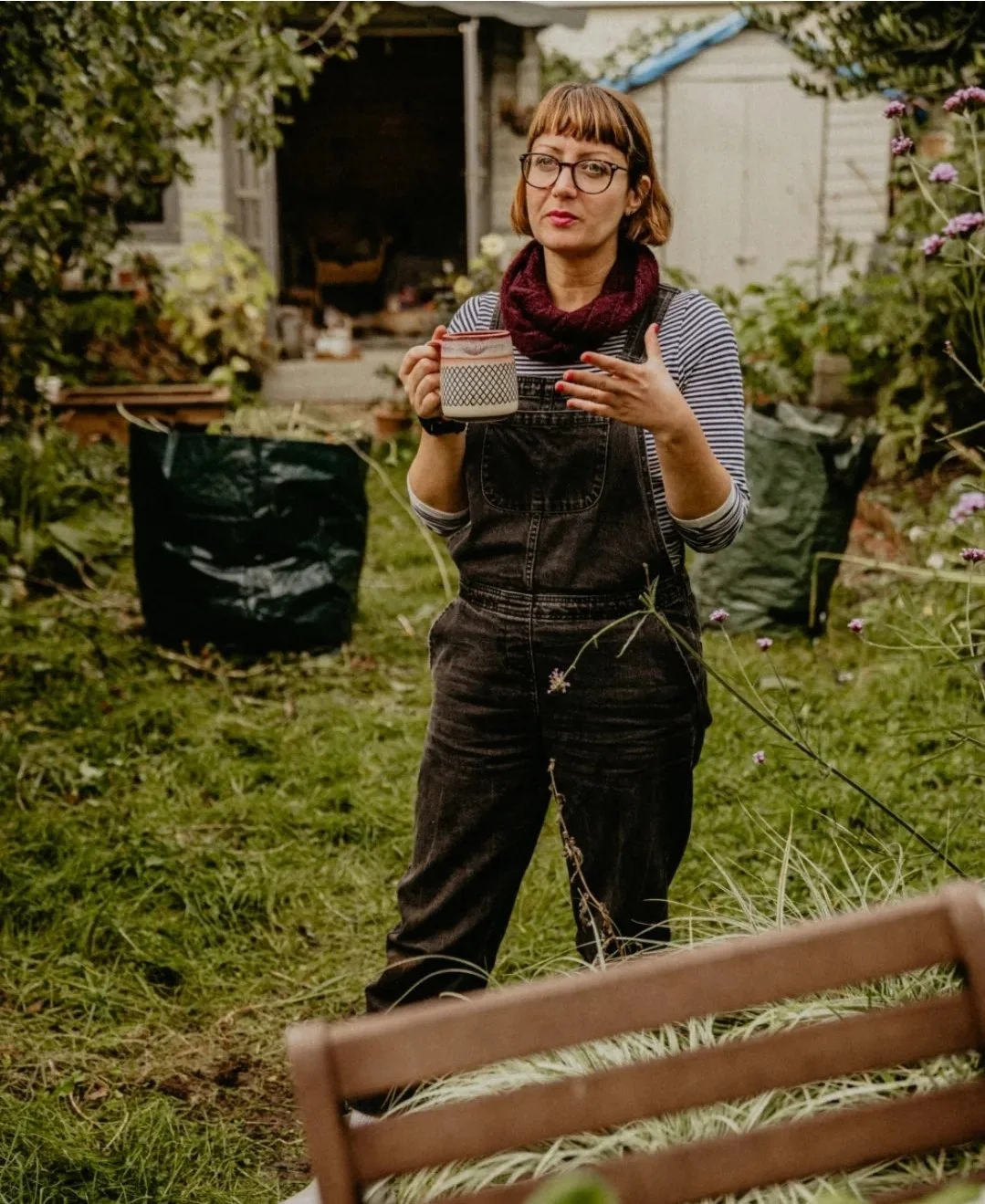 rachel from terra legra advising in a garden