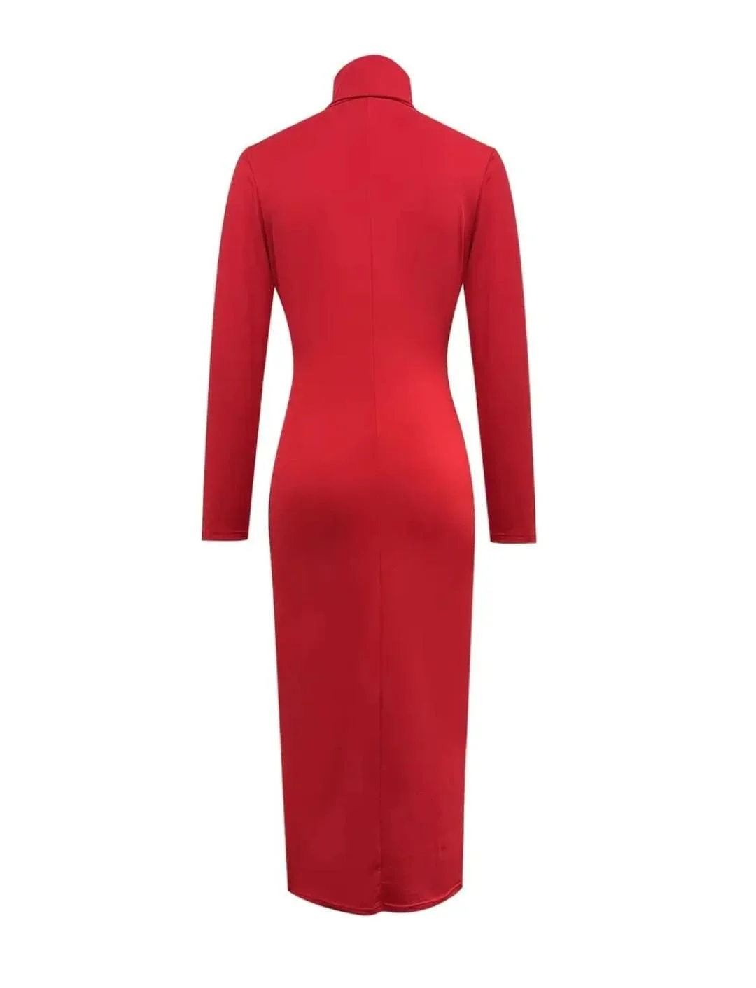 High-Neck Long-Sleeve Slim-Fit Dress