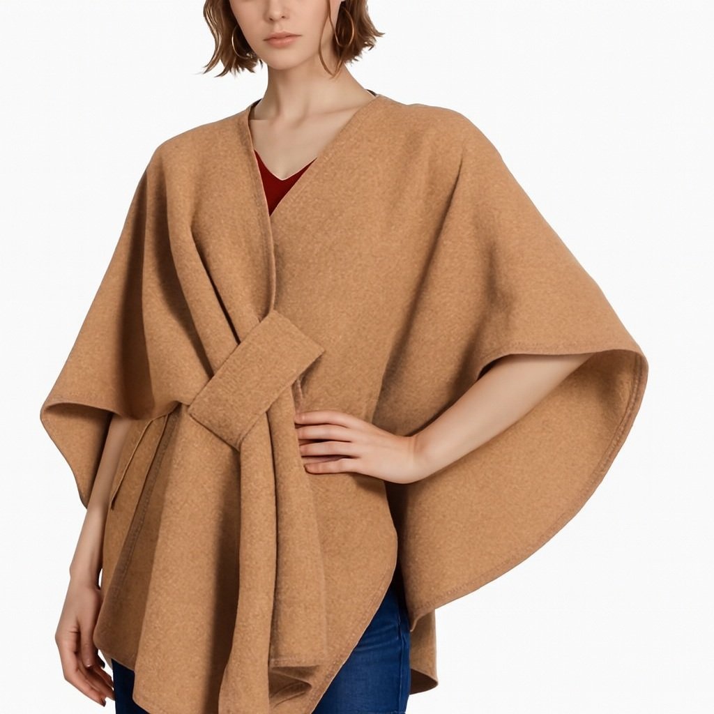 Elegant Brown Cross-Over Shawl