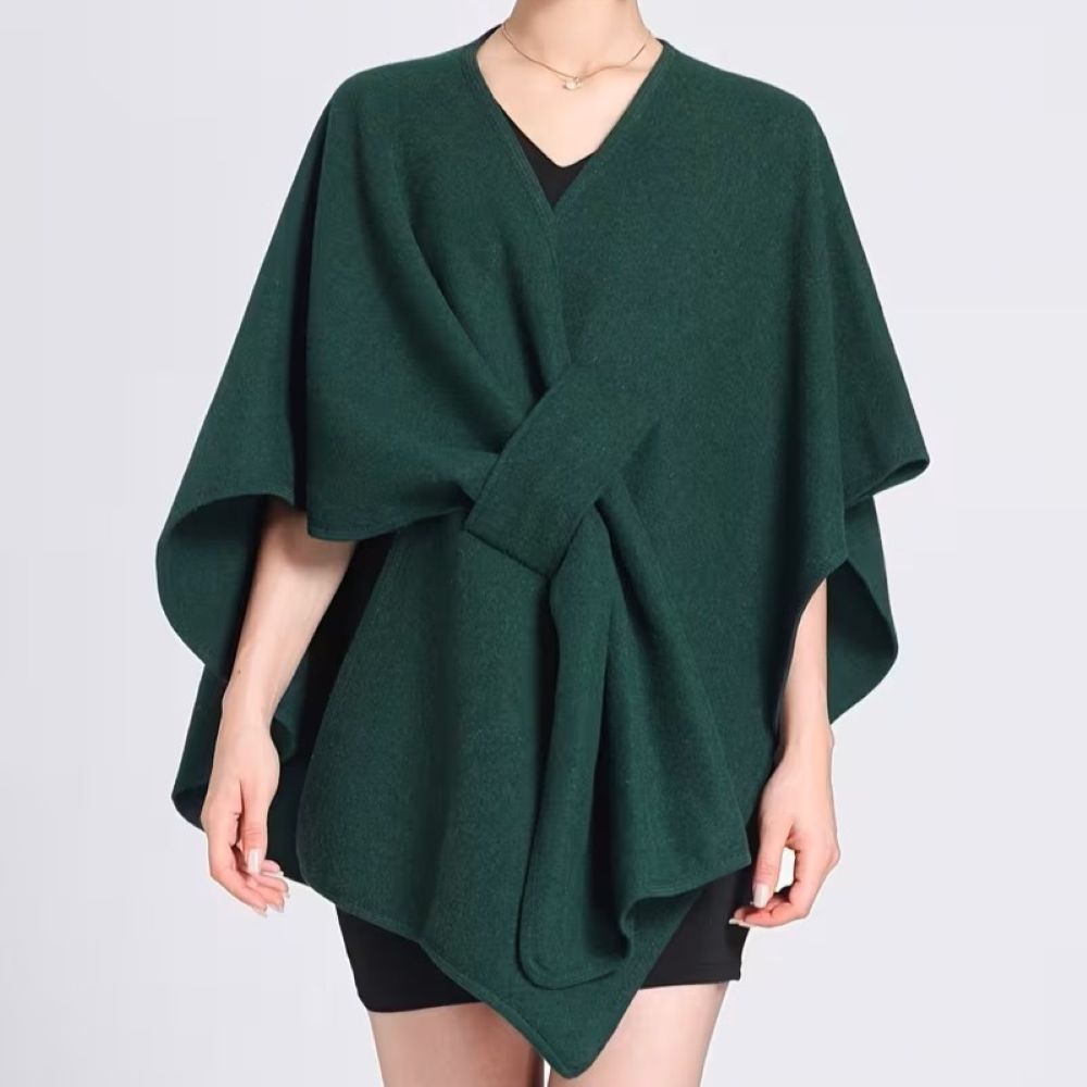Elegant Dark Green Cross-Over Shawl