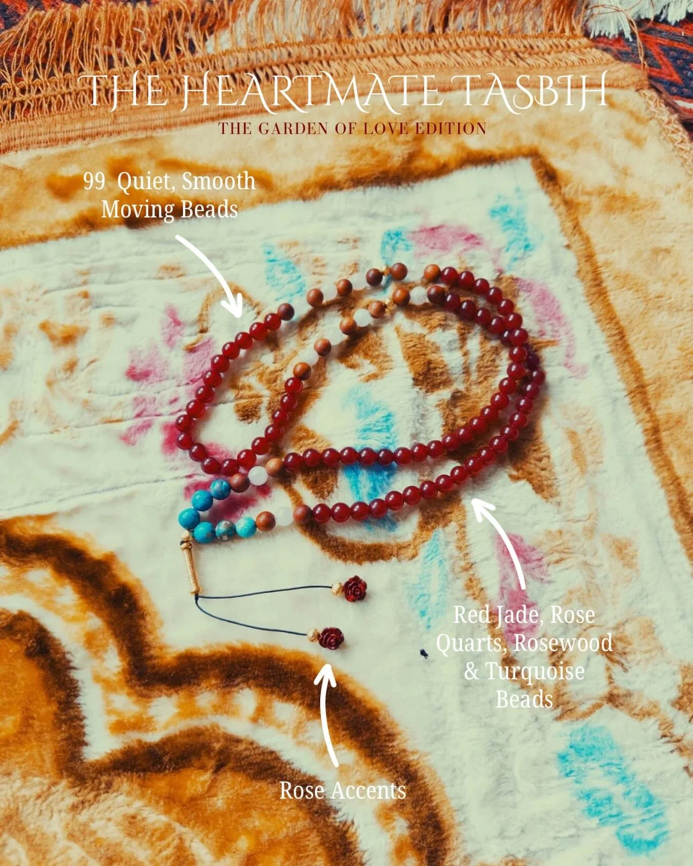 The Heartfelt Tasbih.🌹📿 (link in my bio) inspired by Mevlana Rumi &amp; Konya Turkiye. #handmade #muslimbusiness #smallbusinessowners #jewlery #tasbih