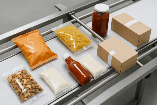 Packaged goods - pasta, sauce, nuts, powder, box