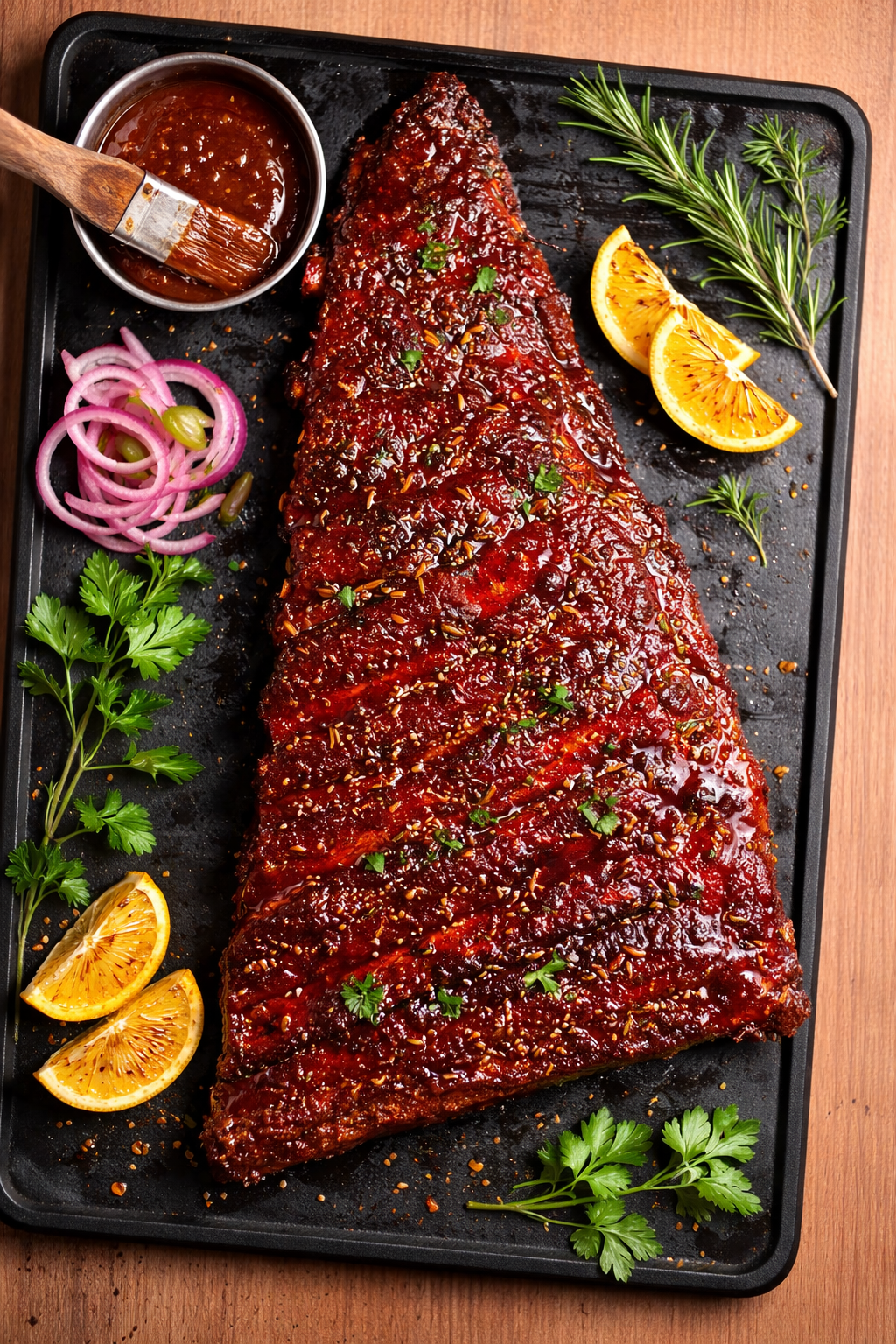 Oak smoked cherry glazed St Lois style Babyback ribs