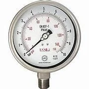 Pressure gauge with a needle pointing at 100 psi.