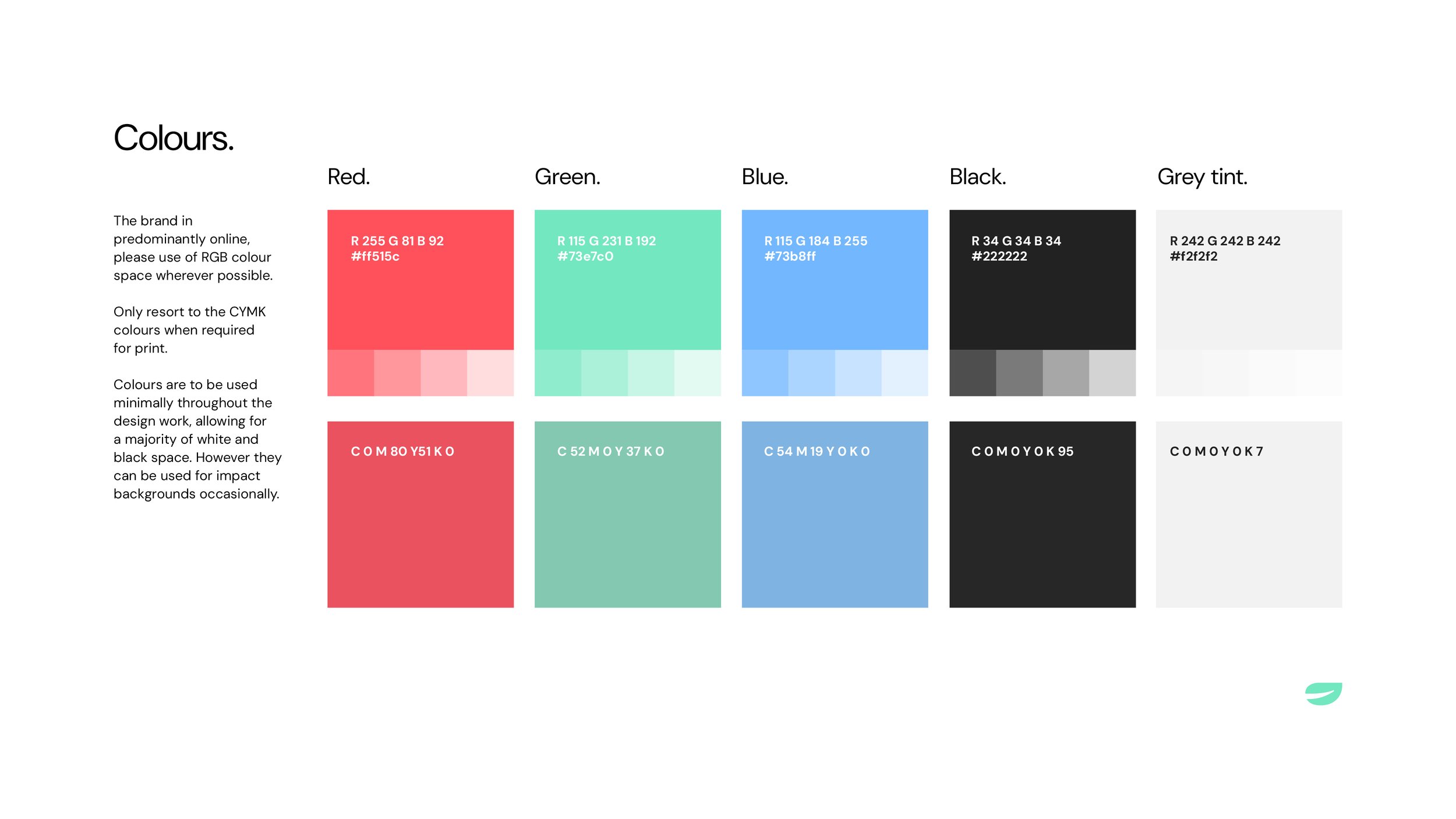 Olda colour pallet example and setup for various use across digital and print.