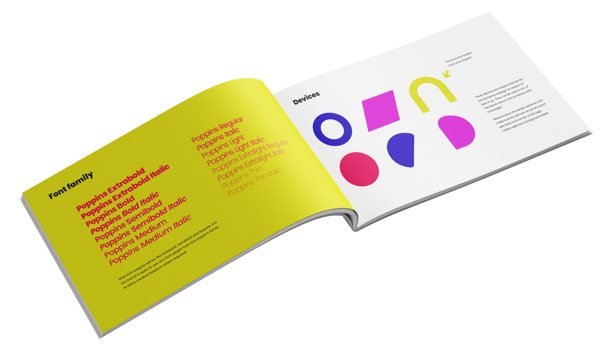 Graffiti brand guideline show the typeography and shapes that are used to reinforce the brand across multiple touch points, allowing the brand to work even without the logo present.